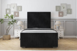 "Sloomy Harrington Black Naples Bed Frame With Mattress With 50"" Upholstered Headboard 3' Single" - thumbnail 1