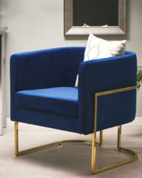 Beliani Armchair Sirkka Velvet Dark Blue - thumbnail 2