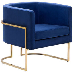 Beliani Armchair Sirkka Velvet Dark Blue - thumbnail 1