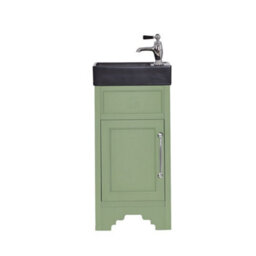 Homestylestore Pastel Green 400mm Bathroom Vanity Unit Black Basin And Chrome T Bar Handle