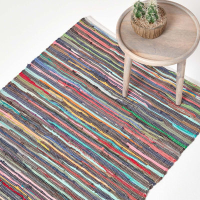 Homescapes Recycled Cotton Chindi Rug 120X180 Cm, Handwoven Multicoloured Rag Rug For Living Room, Bedroom, Kitchen - image 1