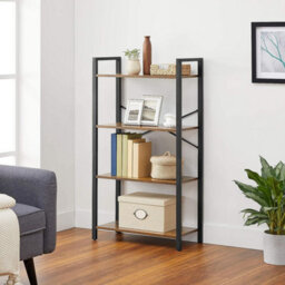 Songmics 4-Tier Bookshelf, Storage Rack With Steel Frame, 120 Cm High, For Living Room, Office, Study, Hallway, Industrial Style - thumbnail 1