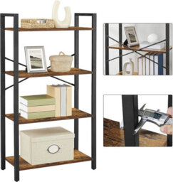 Songmics 4-Tier Bookshelf, Storage Rack With Steel Frame, 120 Cm High, For Living Room, Office, Study, Hallway, Industrial Style - thumbnail 7