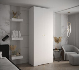Arte Elegant White Inova Ii Hinged Door Wardrobe W1000mm H2370mm D470mm - Versatile Storage With Round Gold Handles - thumbnail 2