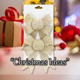 Tinsel Bows Christmas Decoration X 2 13Cm X 17Cm X 4. 5Cm Champagne - thumbnail 5