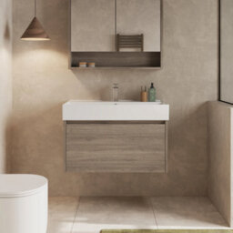 Banyetti Mino 800mm Wall Hung Vanity Unit With Lira Basin - Nebraska Oak - thumbnail 2