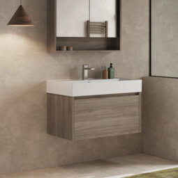 Banyetti Mino 800mm Wall Hung Vanity Unit With Lira Basin - Nebraska Oak - thumbnail 3