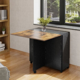 Foldable Dining Table And Chairs Set Mobile Drop Leaf Table With Storage Shelf - thumbnail 3