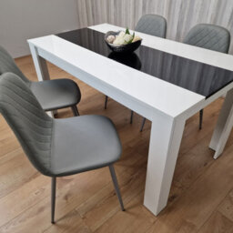 Kosy Koala Modern White And Black Dining Table Set With 4 Grey Chairs Dining Room Furniture - thumbnail 8
