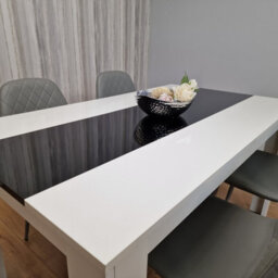 Kosy Koala Modern White And Black Dining Table Set With 4 Grey Chairs Dining Room Furniture - thumbnail 9