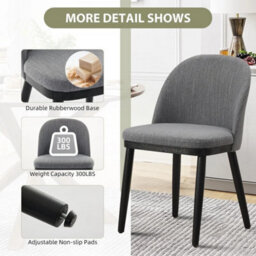 2 Pack Linen Upholstered Dining Chairs W Cushioned Seats Gray - thumbnail 4
