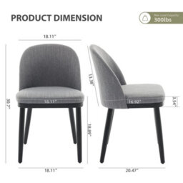 2 Pack Linen Upholstered Dining Chairs W Cushioned Seats Gray - thumbnail 2