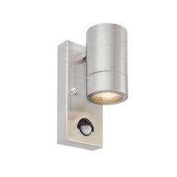 Luminosa Lighting Luminosa Palin 1 Light Outdoor Pir Wall Light Brushed Stainless Steel, Glass Ip44, Gu10 - thumbnail 1