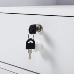 White Multi-Tier Bedside Cabinet With 4 Shelves And 2 Drawers, Lockable - thumbnail 3