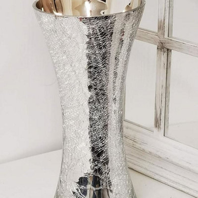 Biznest Crackle Vase Silver Tabletop Vases For Home Decorations Centrepiece For Party Event Home Décor