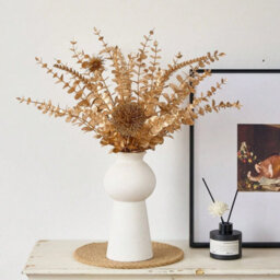 5Pcs Decorative Gold Eucalyptus Stems , Fake Silk Leaves For Vase Display, Pot Not Included - thumbnail 7
