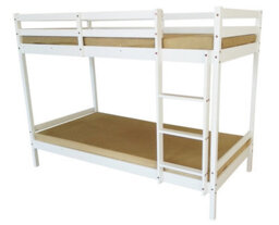 Mattress Guru Mecor Wooden Bunk Bed Frame In White, Kids Bedroom Furniture, Scandinavian Style, 2X Single 3Ft (90Cm) Beds With Sturdy Ladder - thumbnail 2