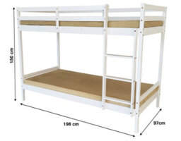 Mattress Guru Mecor Wooden Bunk Bed Frame In White, Kids Bedroom Furniture, Scandinavian Style, 2X Single 3Ft (90Cm) Beds With Sturdy Ladder - thumbnail 3