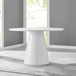 Furniturebox Uk Palma White High Gloss Round Dining Table & 6 Grey Calla Black Leg Chairs - thumbnail 6