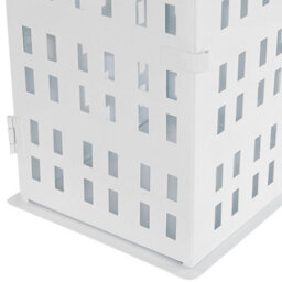 Beliani Aura Lantern White Iron 40Cm - Minimalistic House-Style Candle Holder For Mantels And Shelves - thumbnail 6