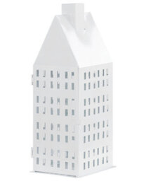 Beliani Aura Lantern White Iron 40Cm - Minimalistic House-Style Candle Holder For Mantels And Shelves - thumbnail 3