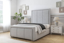 "Sloomy Lancaster Silver Plush Bed Frame With Mattress With 50"" Upholstered Headboard 5' King" - thumbnail 2