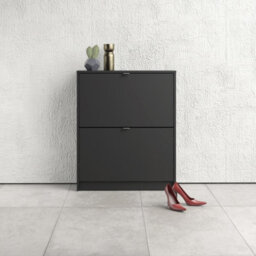 Furniture To Go Shoes Shoe Cabinet  W. 2 Tilting Doors And 2 Layers Matt Black - thumbnail 5