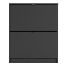 Furniture To Go Shoes Shoe Cabinet  W. 2 Tilting Doors And 2 Layers Matt Black - thumbnail 2