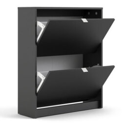 Furniture To Go Shoes Shoe Cabinet  W. 2 Tilting Doors And 2 Layers Matt Black - thumbnail 4