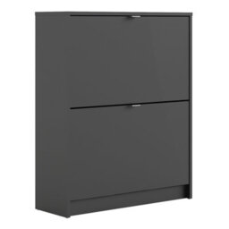 Furniture To Go Shoes Shoe Cabinet  W. 2 Tilting Doors And 2 Layers Matt Black - thumbnail 1