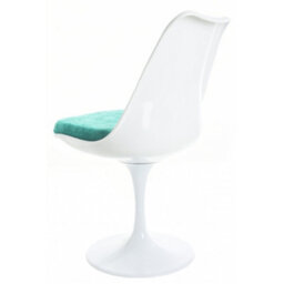 Fusion Living Tulip Set - Marble Medium Circular Table And Two Chairs With Luxurious Cushion Turquoise - thumbnail 8