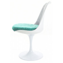 Fusion Living Tulip Set - Marble Medium Circular Table And Two Chairs With Luxurious Cushion Turquoise - thumbnail 7