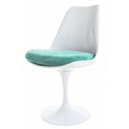 Fusion Living Tulip Set - Marble Medium Circular Table And Two Chairs With Luxurious Cushion Turquoise - thumbnail 4