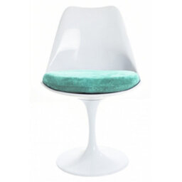Fusion Living Tulip Set - Marble Medium Circular Table And Two Chairs With Luxurious Cushion Turquoise - thumbnail 6