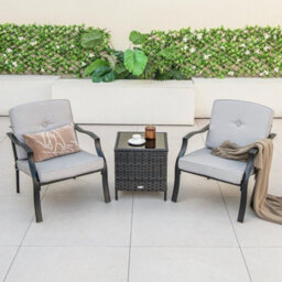 4 Pcs Patio Conversation Set Outdoor Furniture Coffee Table Cushion Chair Bench - thumbnail 6