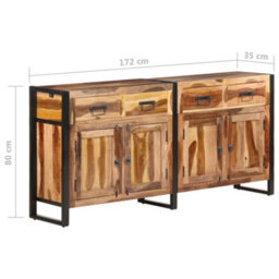 Berkfield Sideboard 172X35X80 Cm Solid Acacia Wood With Sheesham Finish - thumbnail 8