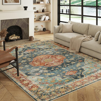 Decoranddecor Living Room Rugs, Washable Area Rugs, 120X170Cm, Non-Slip, Pet Friendly, Low Pile, Persian Rug - Avenza - image 1