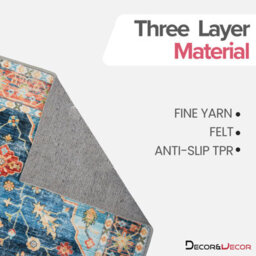 Decoranddecor Living Room Rugs, Washable Area Rugs, 120X170Cm, Non-Slip, Pet Friendly, Low Pile, Persian Rug - Avenza - thumbnail 4