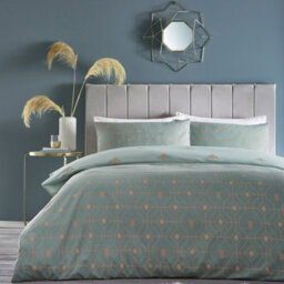 Furn. Bee Deco Geometric Reversible Duvet Cover Set, King, Green