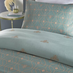 Furn. Bee Deco Geometric Reversible Duvet Cover Set, King, Green - thumbnail 3