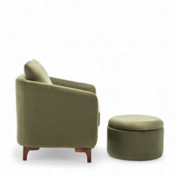 Velvet Sage Green Angela Accent Tub Chair With Ottoman - thumbnail 5