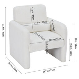 Living And Home Modern White Accent Chair With Lumbar Pillow - thumbnail 5