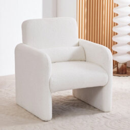 Living And Home Modern White Accent Chair With Lumbar Pillow - thumbnail 1