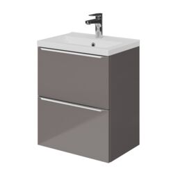 GoodHome Imandra Slimline Gloss Warm Grey Wall-Mounted Bathroom Cabinet (H) 600mm (W) 500mm - thumbnail 4
