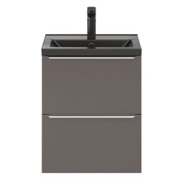 GoodHome Imandra Slimline Gloss Warm Grey Wall-Mounted Bathroom Cabinet (H) 600mm (W) 500mm - thumbnail 7