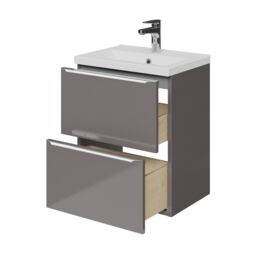 GoodHome Imandra Slimline Gloss Warm Grey Wall-Mounted Bathroom Cabinet (H) 600mm (W) 500mm - thumbnail 5