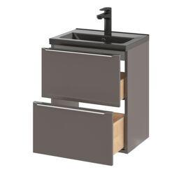 GoodHome Imandra Slimline Gloss Warm Grey Wall-Mounted Bathroom Cabinet (H) 600mm (W) 500mm - thumbnail 9