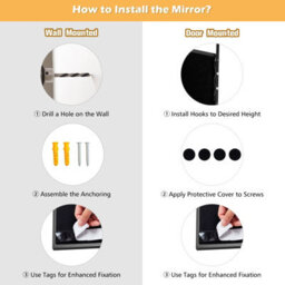 Costway 2 In1 Full Length Mirror Over The Door Dressing Mirror Wall Mounted Makeup - thumbnail 7