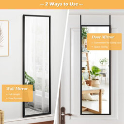 Costway 2 In1 Full Length Mirror Over The Door Dressing Mirror Wall Mounted Makeup - thumbnail 3