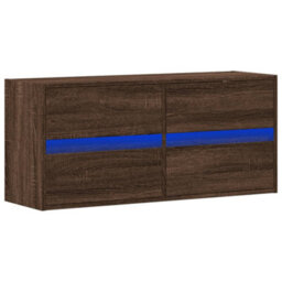 Berkfield Durable Tv Wall Cabinet With Led Lights Brown Oak 100X31X45 Cm - thumbnail 3